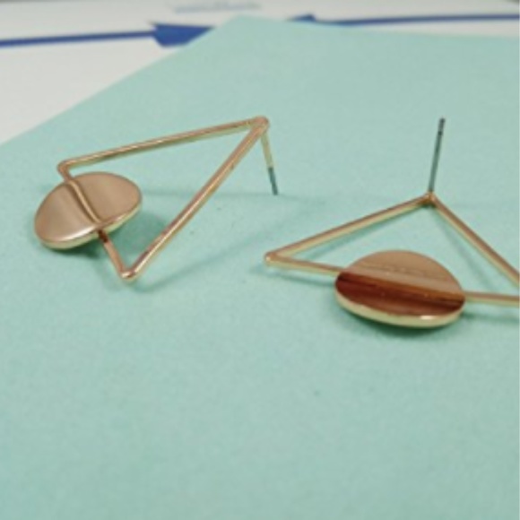 Geometric Triangle and Circular Design Earring - Picture 2 of 6